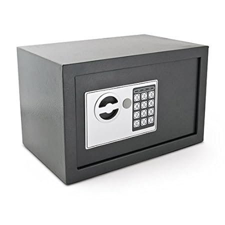 Haushalt International Safe mit Elektronik Zahlenschloß und Schlüssel Tresor schwarz 31 x 20 x 20 cm