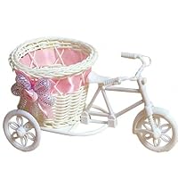 DNSJB Tricycle Ornament Handmade Rattan Bike Flower Basket for Flower Vase Storage Decoration