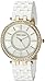 Anne Klein Women's AK/2620WTGB Swarovski Crystal Accented Gold-Tone and White Resin Bracelet Watch