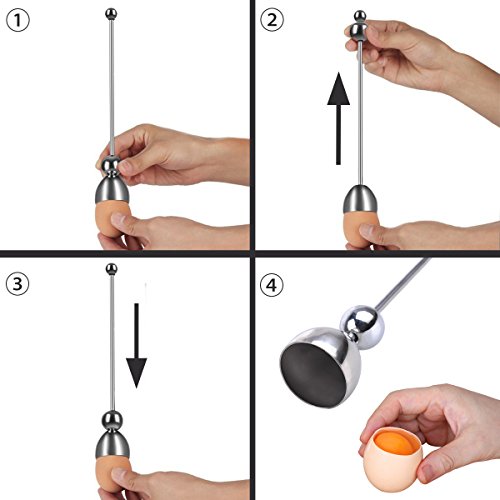 PROKITCHEN Egg Cup Holder Set with Egg Spoons and Quail Eggshell Cracker Cutter Topper for Removing Top of Soft Boiled Eggs