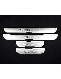 Weigesi   Placa de acero inoxidable para cerradura de la puerta del coche para Tesla Model 3 2017 19