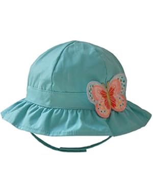 Baby Kids Butterfly Pattern Embroidery Sunhat Bucket Hat With Chin Strap
