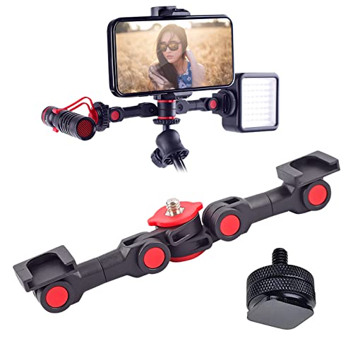 MOSHUSO Universal Dual Cold Shoe Extension Mount with 1/4 Shoe Adapter