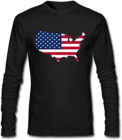 Dorothy Men's USA Flag Combine By Shape Of US Territory Long Sleeve T-shirt Black XXL