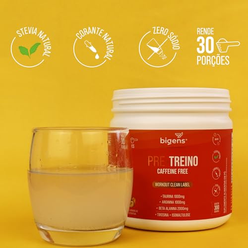 Pré Treino Bigens, Sem Cafeína, Adoçantes e Corantes Naturais, 300g (Unidade, Frutas Amarelas)
