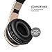 Sound Intone Headphones, I65 Foldable Headphone with Microphone and Volume Control, Wired Headset for iPhone, Android Smartphones and Tablets (Black/Gold)