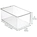 mDesign Stackable Plastic Bathroom Storage Box, Hinge Lid, Container for Organizing Soap, Body Wash, Shampoo, Conditioner, Hand Towels, Hair Accessories, Lumiere Collection, 2 Pack, Clear