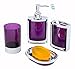 JustNile Vogue 4-Piece Translucent Purple Durable Acrylic Chrome Finished Bath Room Accessories Set, Soap Dispenser/Soap Dish/Tumbler/Soap Dish Included