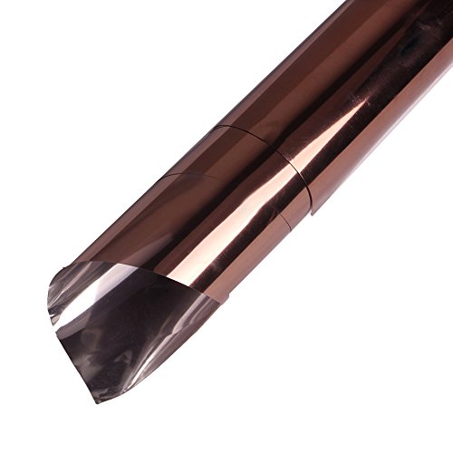 HOHOFILM 60"x20" Static Cling Solar Window Film Heat Insulation Building Residential Window Tint One-Way Perspective UV IR Rejective No Glue (Brown)