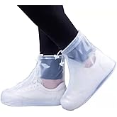 Waterproof Shoes Cover, Rain Boot Shoe Covers, Reusable Women Men PVC Rubber Sole Overshoes Galoshes Protectors for Cycling Camping Travel (XXXL, White)