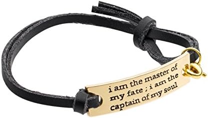Inspirational Jewelry Bracelet – "Master Of My Fate; I am the Captain Of My Soul" Quote – Silver Charm Wrap – Engraved Sayings for Inspiration, Motivation – Perfect Gift for Women, Men, Teens, Girls.