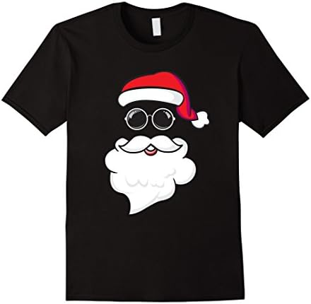 Mens Santa Christmas Funny T-Shirt Santa Face with Sunglasses Tee XL Black