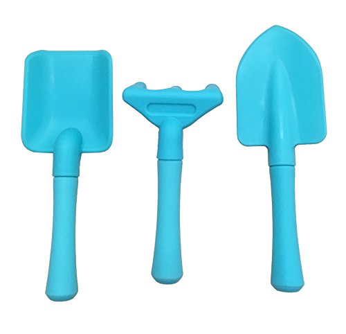 Wassontec Kids Gardening Children Garden Tools Set Small Plastic Shovel Rake and Trowel, Toy Shovels for Kid Toddler Garden Tool Toys(Blue)