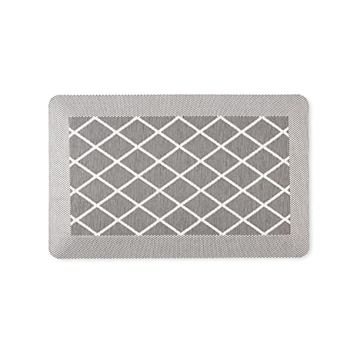 Martha Stewart Miles Modern Diamond Anti-Fatigue Air-Infused Kitchen Mat, Grey, 19.6
