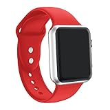 ic6Space Apple Watch Band, Premium Soft Silicone Sports Replacement Strap for Apple Watch Series 3 Series 2 Series 1,38mm or 42mm(Red, 38mm-s/m)