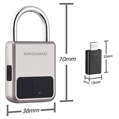Fingerprint Padlock, Smart Padlock with USB Charging Support