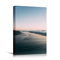 Canvas Wall Art Dark Ocean Sunset Bedroom Contemporary Dramatic Landscape Mountain Multicolor Photography - 12x18 inches