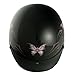 VCAN V531 Cruiser Intricate Butterfly Half Helmet (Gloss Black, Small)
