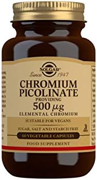 Solgar Chromium Picolinate 500 µg Vegetable Capsules, Pack of 60, Balances Blood Glucose Levels, Supports The Metabolism