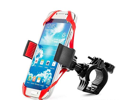 SLLIGHIT Universal Bicycle Accessories Stroller Phone Holder, Adjustable Silicone Handlebar Rack for iPhone X/ 8 Plus / 7 Plus /6 Plus, Galaxy S9 S7 Holds Phones Up to 3.5″ Wide Bike Phone Mount