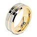 100S JEWELRY Tungsten Rings for Mens Wedding Bands Gold Silver Two Tone Grooved Center Line Size 6-16