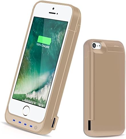 iPhone 5 5S 5C SE Battery Case,VinPone 4800mAh Rechargeable Backup Battery Charger Case for iPhone 5 5S 5C SE (Built in Extra USB Power Bank) Power Battery Pack Backup Juice Bank