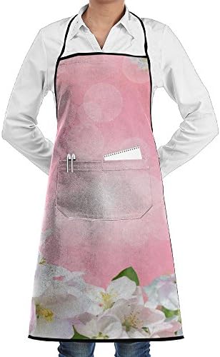SmallTing Apple Tree Flowers Close Up On A Tender Blurred Background With Bokeh Modern Design Waitress Black One Size Apron With Pockets Adjustable