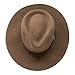 B&S Premium Lewis - Wide Brim Fedora Hat - 100% Wool Felt - Water Resistant - Leather Band - Light Brown 56