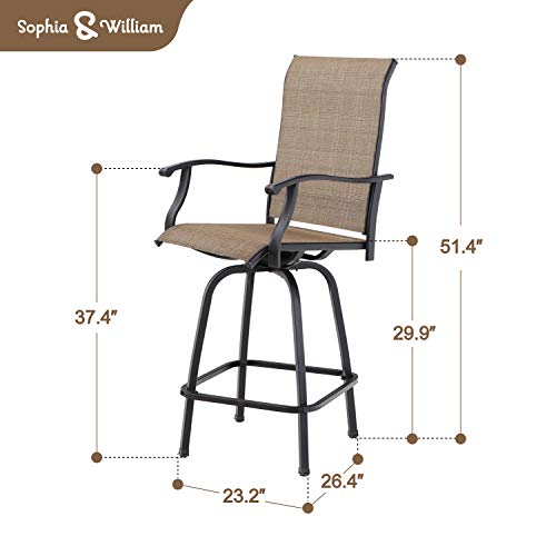 Sophia & William Outdoor Patio Bar Stools Swivel Bar Stool 2 Pack High