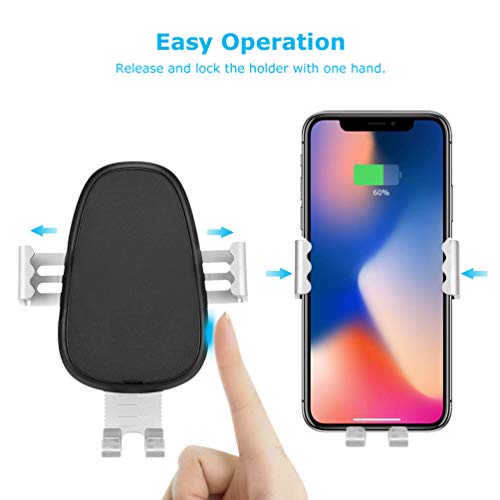 allcaca Wireless Car Charger Mount Automatic Clamping Fast Charger 10W/7.5W/5W Cell Phone Holder for Air Vent Dashboard Compatible with iPhone Xs/Xs Max/XR/X/8/8Plus, Samsung Galaxy S10/S10+/S9/S9+/S8