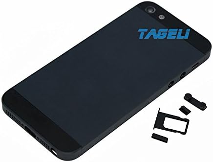 Alutata Black Complete Housing Back Battery Door Cover &amp; Mid Frame Assembly for iPhone 5S (Black)