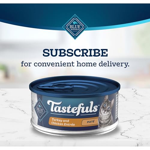 BLUE BUFFALO TASTEFULS NATURAL PATE WET CAT FOOD VARIETY PACK, CHICKEN, TURKEY & CHICKEN AND OCEAN FISH & TUNA 5.5-OZ CANS (24 COUNT – 8 OF EACH)