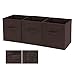 SONGMICS Storage Bins Cubes Baskets Containers with Dual Non-woven Handles for Home Closet Bedroom Drawers Organizers, Flodable, Brown, Set of 6 UROB26K