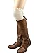 LILBETTER Crochet Lace Trim Cotton Knit Leg Warmers Boot Socks (Beige One Size)