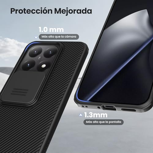 Nillkin Case Compatible for Xiaomi 15T Pro 2025 5G | Case with Slide Cover for Camera, Impact and Scratch Resistant - Black