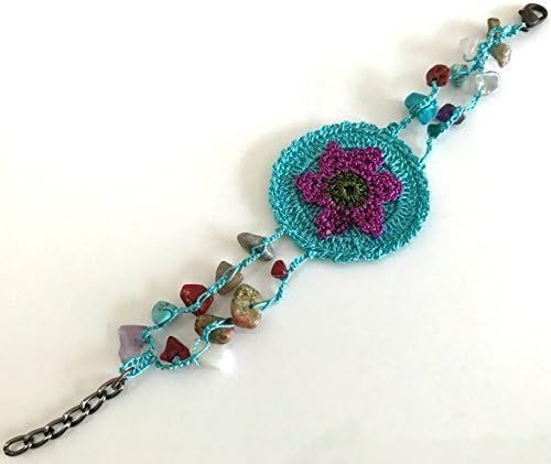 Blue Bracelet Crochet Beaded