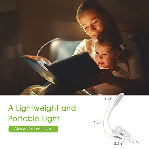 image for LED Reading Light, TopElek Rechargeable Book Light, 3-level Brightness