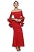 GOSOPIN Women Evening Long Party Dress Off Shoulder Fishtail Large Red
