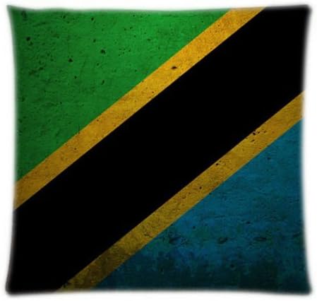 VintaStore Tanzania Flag Wallpaper Throw Cover Two Sides Zippered Pillow Case 18x18inch