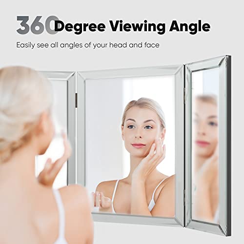 Houseables 3 Way Mirror, Trifold Vanity Mirrors, 21" x 31", 360 Degree
