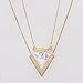 Shoopic Layered Triangle Natural Stone Necklace V Bar Shape Marble Pendant Collar Chain for Women