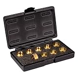 POWERTEC 71051 Router Template Guide Bushing Set w/ 10pc Brass Precision Machined Components and Molded Carrying Case
