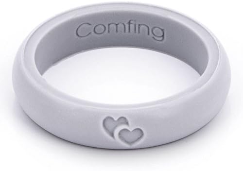 Comfing - Silicone Wedding Ring For Women (Gray - Heart, 7)