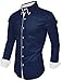 TAM WARE Mens Classic Slim Fit Contrast Inner Long Sleeve Dress Shirts TWNMS314-1-337S-NAVY-US XXL