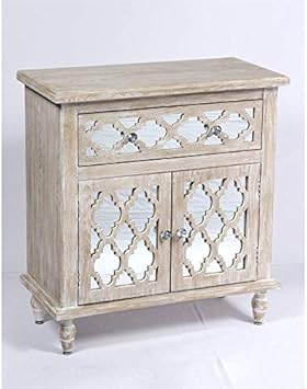 Amazon Com Pemberly Row Mika 1 Drawer 2 Door Mirrored Accent