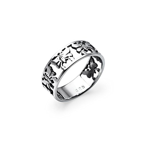 Multi Butterfly Row Sterling Silver Round Cut Comfort Fit Friendship Promise Band Ring, Size 9