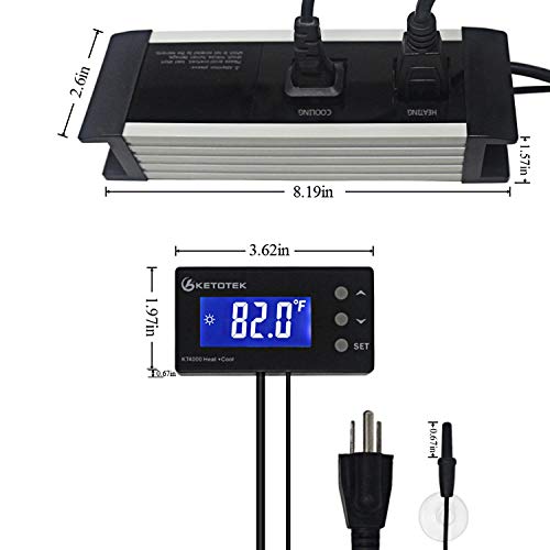 Ketotek KT4000 Digital Thermostat Temperature Controller Waterproof sensor US Plug Outlet LCD 2 Stage Heating and Cooling Mode For Home Greenhouse Aquarium Industry - Thumbnail 3