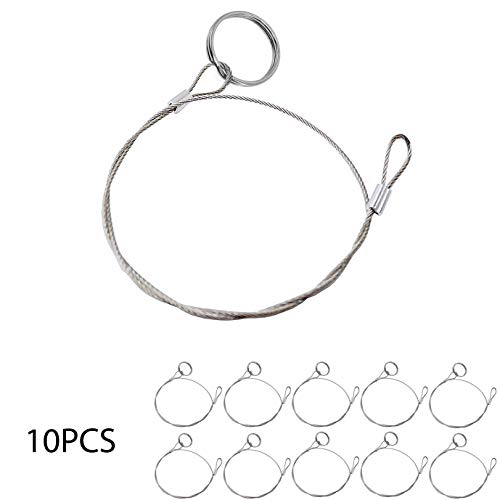 Amadget 10 PCS 316 Stainless Steel Aircraft Lanyard Cable Tether Safety Wire for Loss Prevention 2 Loops w/Quick Release Ring 12" (30.5cm) - Thumbnail 7