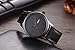 Chronos Quartz Black Leather Men's Wrist Watch Waterproof Classic Round Black Dial Large Number Calendar