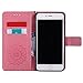 iPhone 8 Plus Case,iPhone 7 Plus Wallet Case, Sun Pattern Embossed PU Leather Magnetic Flip Cover Card Holders & Hand Strap Wallet Purse Case for iPhone 7 Plus / 8 Plus [5.5 Inch] - Pink